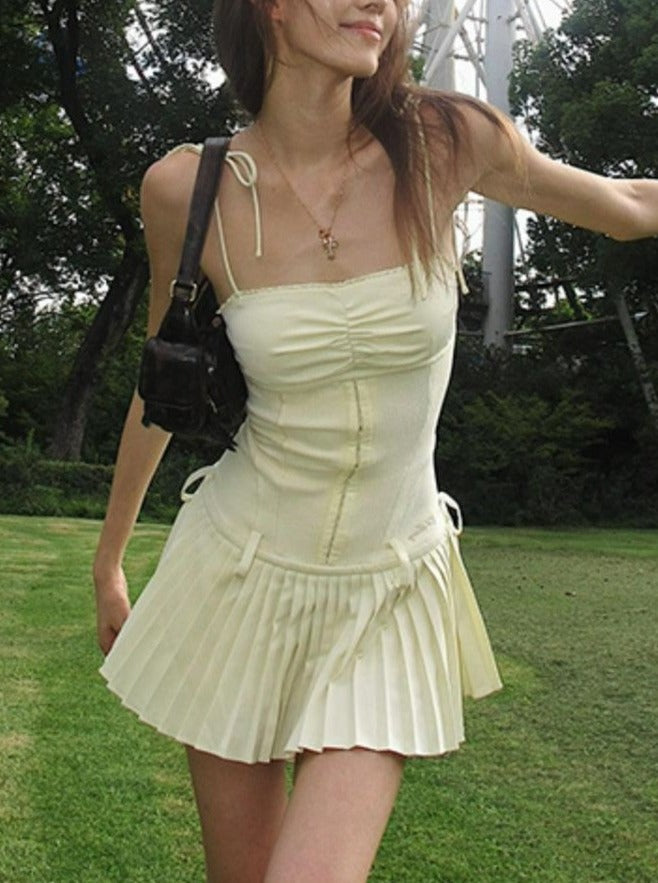 LaPose Fashion - Zehra Pleated Mini Dress - Clean Girl