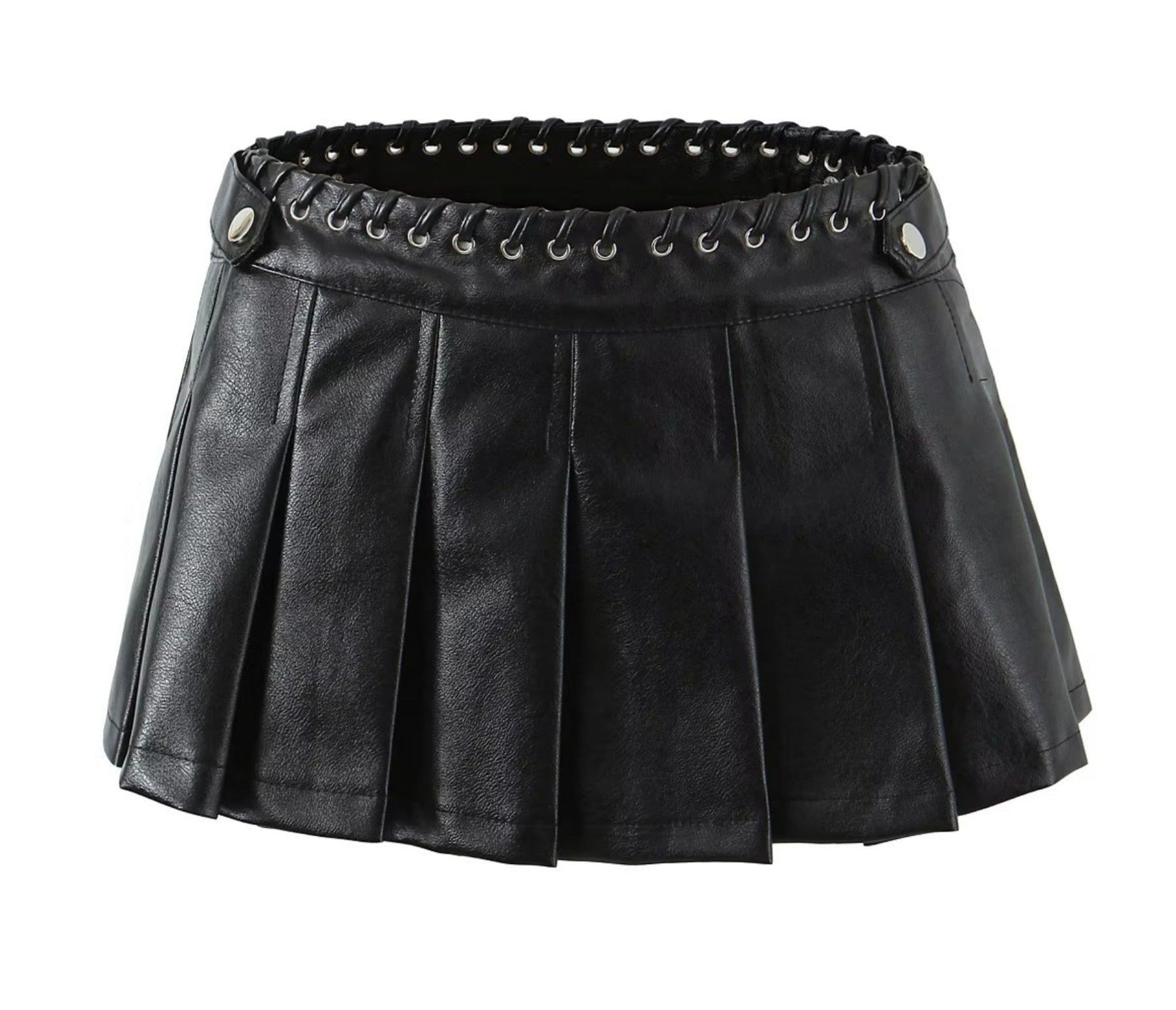 LaPose Fashion - Alex Pleated Mini Skirt - Leather Skirts, Mini Skirts, Pleated Skirts, Skirts