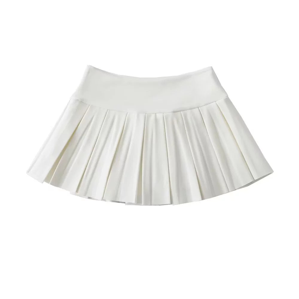 LaPose Fashion - Andraya Pleated Mini Skirt - A-Line Skirts, Fairy Skirts, Mini Skirts, Ruffle Skirts, Satin Skirts, Short Skirts, Skirts, Tennis 