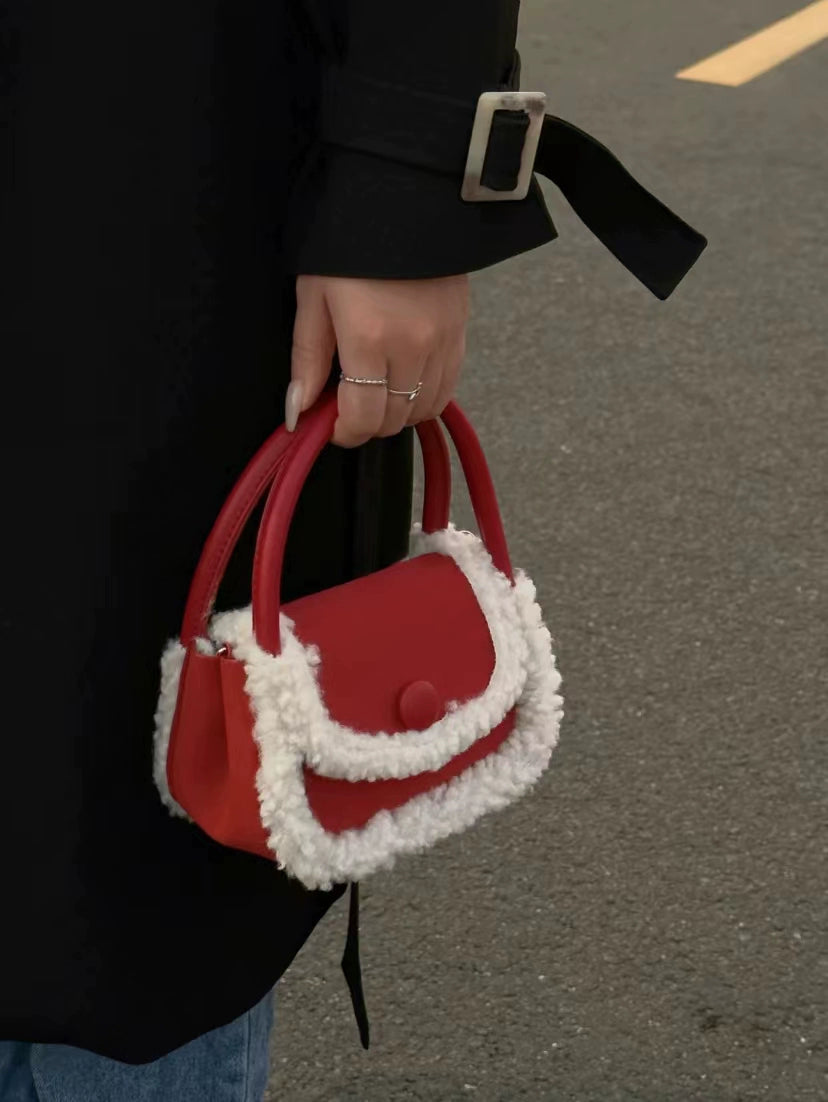 LaPose Fashion - Ashely Faux Wool Handbag - Accesories, Handbags