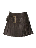 LaPose Fashion - Blythe Faux Leather Pleated Mini Skirt - A-Line Skirts, Fall Clothes, Fall-Winter 23, Fall22, Leather Skirts, Mini Skirts, Pleated Skirts, Sk