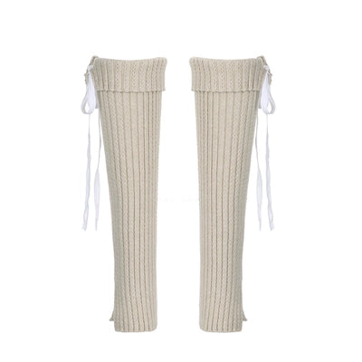 LaPose Fashion - Bow Detail Knitted Leg Warmer - Accesories, Socks, Winter Edit