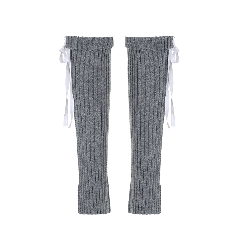 LaPose Fashion - Bow Detail Knitted Leg Warmer - Accesories, Socks, Winter Edit