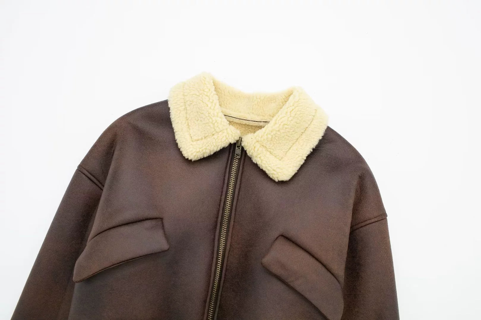 LaPose Fashion - Cecily Faux Leather Crop Jacket - Baseball Jacket, Bomber Jacket, Coats & Jackets, Crop Jackets, Jackets, Leather Jackets, Puffer Jack