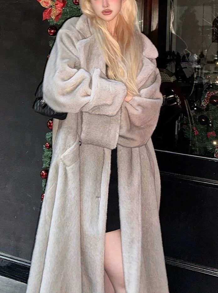 LaPose Fashion - Celestina Loose Soft Long Coat - Coats, Coats & Jackets, Fur Coats, Long Coats, Winter Edit, Wool Coats