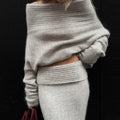 LaPose Fashion - Chana Knitted Skirt Set - Basic Tops, Casual Sets, Elegant Tops, Knitted Sets, Knitted Skirts, Knitted Tops, Long Skirts, Long