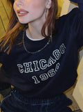 LaPose Fashion - Chicago Printed Hoodie - Clothing, Crop Tops, Fall-Winter 23, Hoodie, Letter Print Tops, Long Sleeve Tops, School Outfits, To