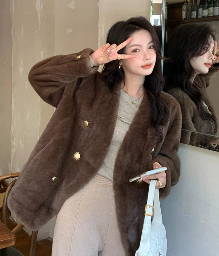 LaPose Fashion - Daleah Faux Fur Loose Coat - Coat, Coats, Coats & Jackets, Fur Coats, Winter Edit, Wool Coats