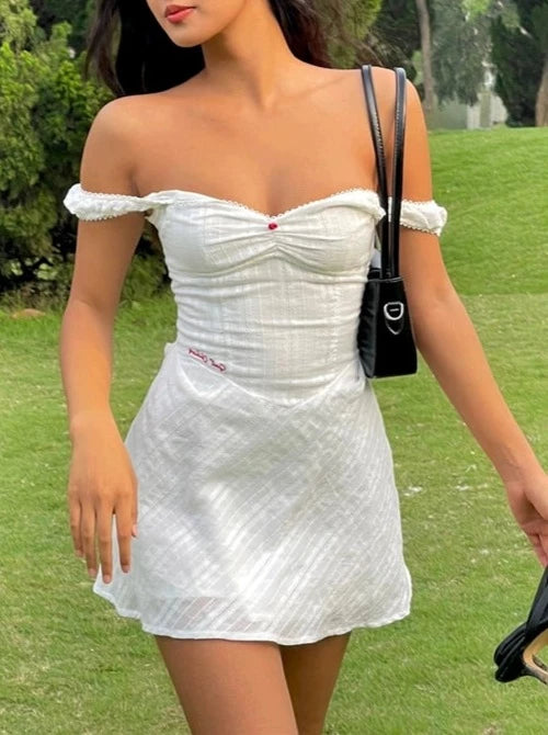 LaPose Fashion - Danyla Mini Dress - Clean Girl, Daytime Dresses, Dresses, Elegant Dresses, Going Out Dresses, Little White Dresses, Mini