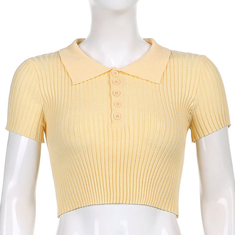LaPose Fashion - Davida Short Sleeve Top - Autumn Clothes, Basic Tops, Clean Girl, Clothing, Crop Tops, Fall Clothes, Knitted Tops, Short Sleev