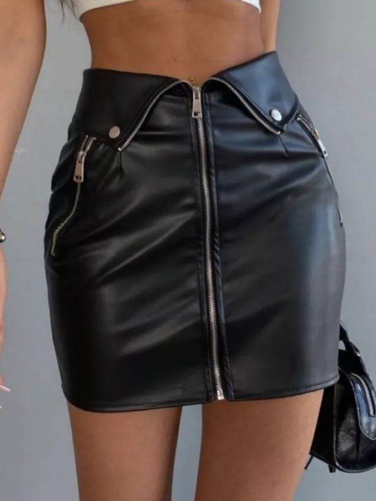 LaPose Fashion - Daylani Leather Mini Skirt - Autumn Clothes, Bottoms, Clothing, Collab.Jan, Fall Clothes, Fall-Winter 23, Leather Skirts, Mini Sk