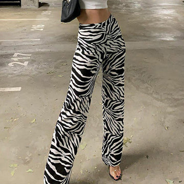 LaPose Fashion - Ellia Zebra Print Pant - Bottoms, Casual Pants, Clothing, Fall-Winter 23, High Waist Pants, Loose Pants, Mid Waist Pants, Pan