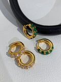 LaPose Fashion - Emerald Green Mini  Hoop Earrings - Accesories, Earrings, Gold Pleated Accesories