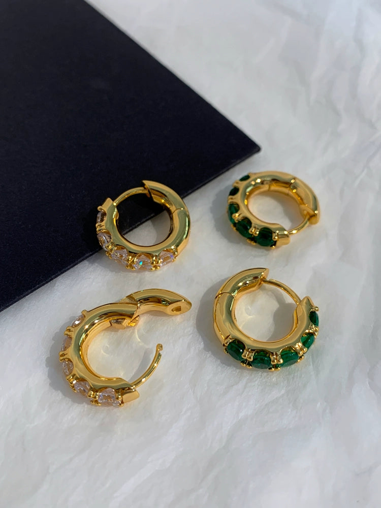 LaPose Fashion - Emerald Green Mini  Hoop Earrings - Accesories, Earrings, Gold Pleated Accesories