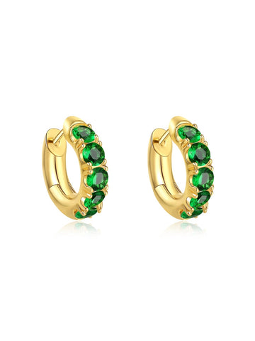 LaPose Fashion - Emerald Green Mini  Hoop Earrings - Accesories, Earrings, Gold Pleated Accesories