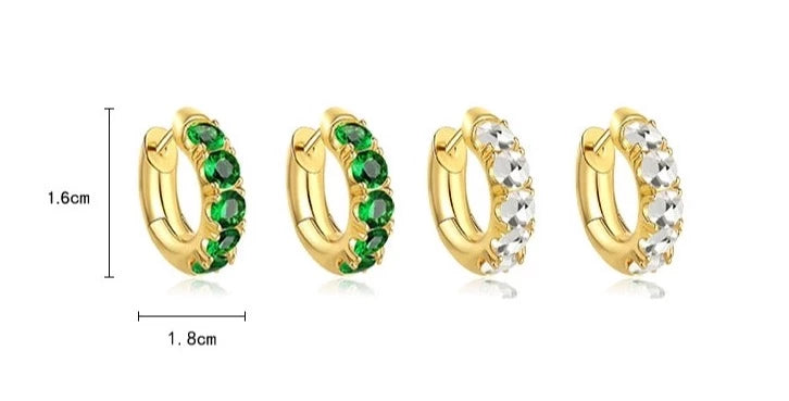 LaPose Fashion - Emerald Green Mini  Hoop Earrings - Accesories, Earrings, Gold Pleated Accesories