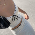 LaPose Fashion - Erika Midi Skirt Set - Crop Tops, Elegant Tops, Matching Sets, Midi Skirt, Outfit Sets, Romantic Tops, Sets, Skirt Set, Ski