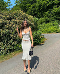 LaPose Fashion - Erika Midi Skirt Set - Crop Tops, Elegant Tops, Matching Sets, Midi Skirt, Outfit Sets, Romantic Tops, Sets, Skirt Set, Ski