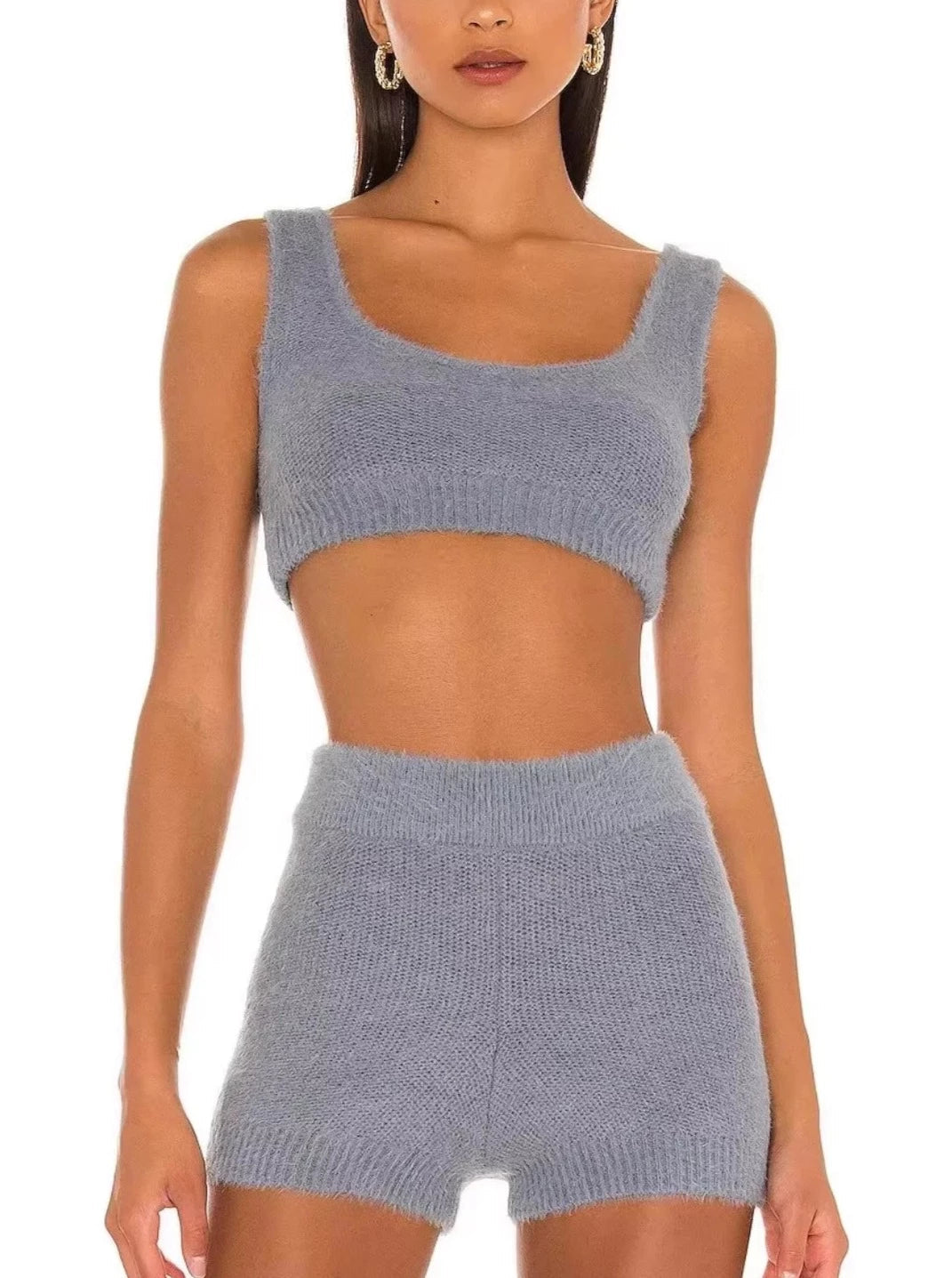 LaPose Fashion - Estella Knitted Short Set - Cardigan, Casual Sets, Crop Tops, Knitted Sets, Knitted Shorts, Knitted Tops, Matching Sets, Outfit 