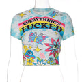LaPose Fashion - Everything F*cked T-Shirt - Crop Tops, June22collab, Letter Print Tops, Short Sleeve Top, T-Shirts, Tops, Tops/Sweatshirts