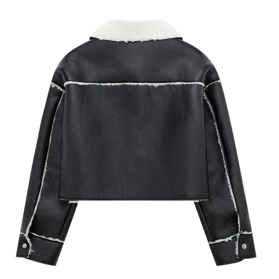 LaPose Fashion - Eylul Crop Jacket - Coats, Coats & Jackets, Crop Jackets, Jackets, Leather Jackets, Winter Edit, Wool Jackets