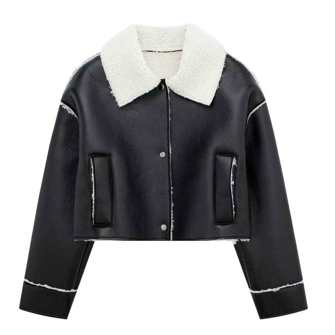 LaPose Fashion - Eylul Crop Jacket - Coats, Coats & Jackets, Crop Jackets, Jackets, Leather Jackets, Winter Edit, Wool Jackets