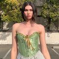 LaPose Fashion - Flora Vintage Lace Up Bustier - Bustiers, Clothing, Corset Tops, Crop Tops, Mikayla, New Arrival, Tops