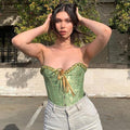 LaPose Fashion - Flora Vintage Lace Up Bustier - Bustiers, Clothing, Corset Tops, Crop Tops, Mikayla, New Arrival, Tops