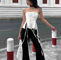 LaPose Fashion - Giovana Drawstring Strapless Top - Asymmetric Tops, Corset Tops, Fairy Tops, Irregular Tops, Sexy Tops, Sleeveless Tops, Strapless Tops