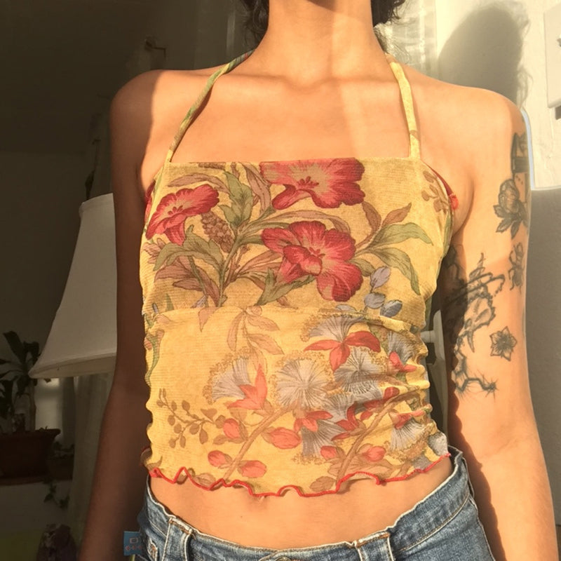 LaPose Fashion - Griffin Mesh Top - Clothing, Crop Tops, Floral Tops, Lace Tops, Mesh Clothes, Mesh Tops, See-Through Clothes, Sleeveles