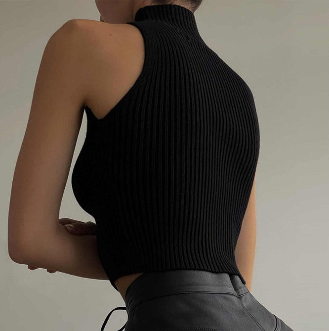 LaPose Fashion - Halsey Knit Top - Autumn Clothes, Clean Girl, Clothing, Crop Tops, Elegant Tops, Fall Clothes, Halter Tops, Knitted To