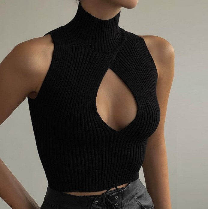 LaPose Fashion - Halsey Knit Top - Autumn Clothes, Clean Girl, Clothing, Crop Tops, Elegant Tops, Fall Clothes, Halter Tops, Knitted To