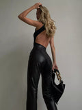 LaPose Fashion - Halsey Leather Pants - Autumn Clothes, Bottoms, Casual Pants, Clothing, Fall Clothes, Fall-Winter 23, High Waist Pants, Lea
