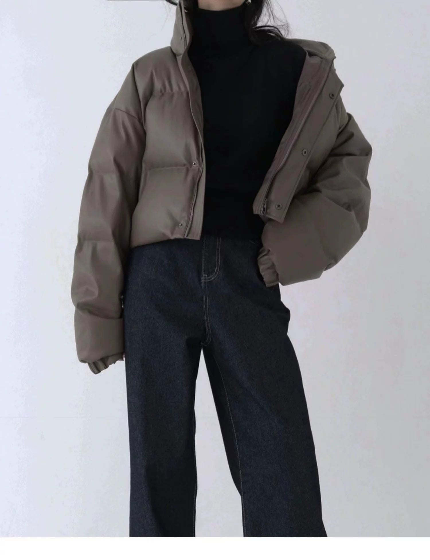 LaPose Fashion - Hanna Crop Puffer Jacket - Bomber Jacket, Coats & Jackets, Crop Jackets, Jackets, Leather Jackets, Oversize Jacket, Retro Jacke