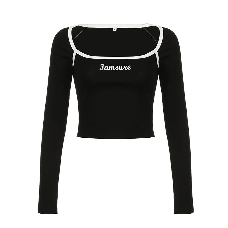 LaPose Fashion - I am Sure Long Sleeve Top - Basic Tops, Crop Tops, Elegant Tops, Fall-Winter 23, Long Sleeve Tops, Tank Tops, Tops, Winter Edit