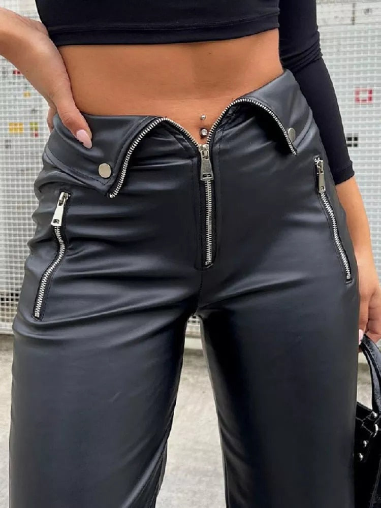 LaPose Fashion - Iniga Leather Pants - Autumn Clothes, Bottoms, Casual Pants, Clothing, Collab.Jan, Fall Clothes, Fall-Winter 23, Fall22, H