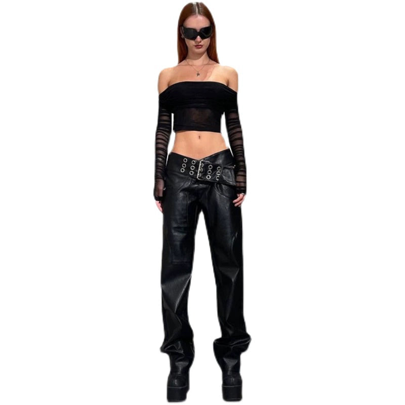 LaPose Fashion - Kaira Long Sleeve Mesh Top - Crop Tops, Elegant Tops, Fall-Winter 23, Long Sleeve Tops, Mesh Tops, Off Shoulder Tops, Sexy Tops, 