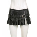 LaPose Fashion - Kasie Leather Super Mini Skirt - Fall-Winter 23, Leather Skirts, Mini Skirts, Pleated Skirt, Skirts