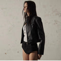 LaPose Fashion - Katia Retro Leather Jacket - Bomber Jacket, Coats & Jackets, Fall-Winter 23, Jackets, Leather Jackets, Winter Edit