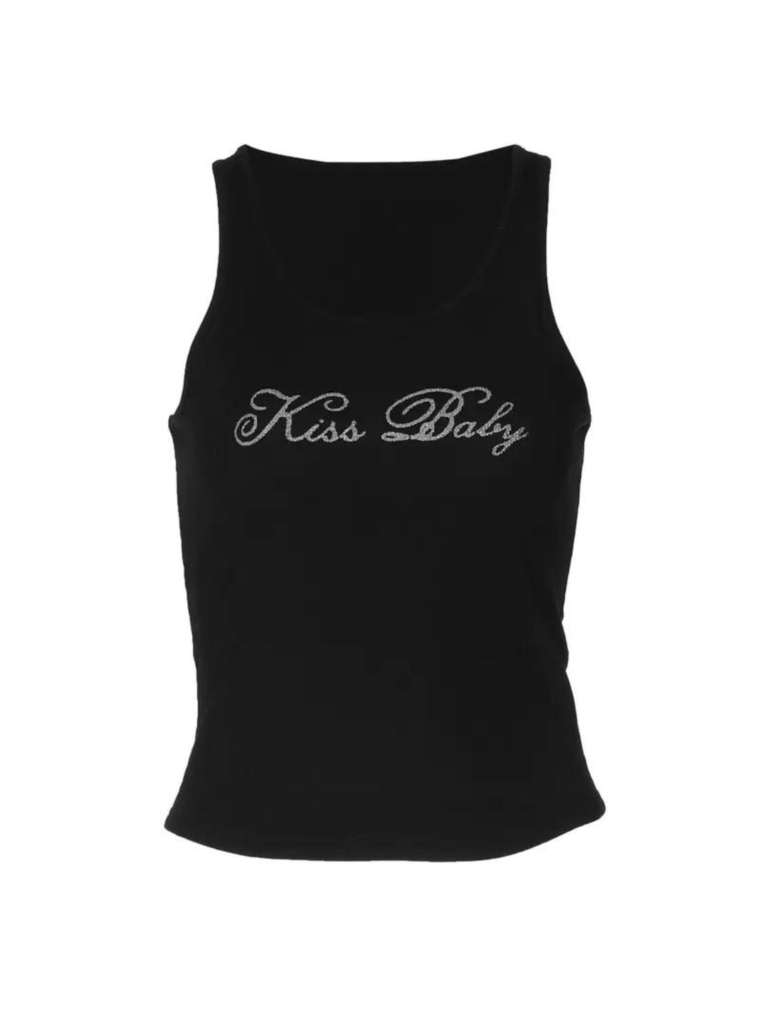 LaPose Fashion - Kiss Baby Letter Print Tank Top - Basic Tops, Letter Print Tops, Sleeveless Tops, Tank Tops, Tops