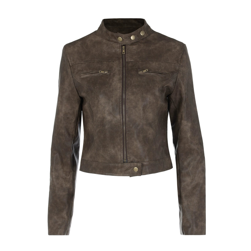 LaPose Fashion - Krista Leather Jacket - Coats & Jackets, Crop Jackets, Fall-Winter 23, Jackets, Leather Jackets, Retro Jackets, Winter Edit