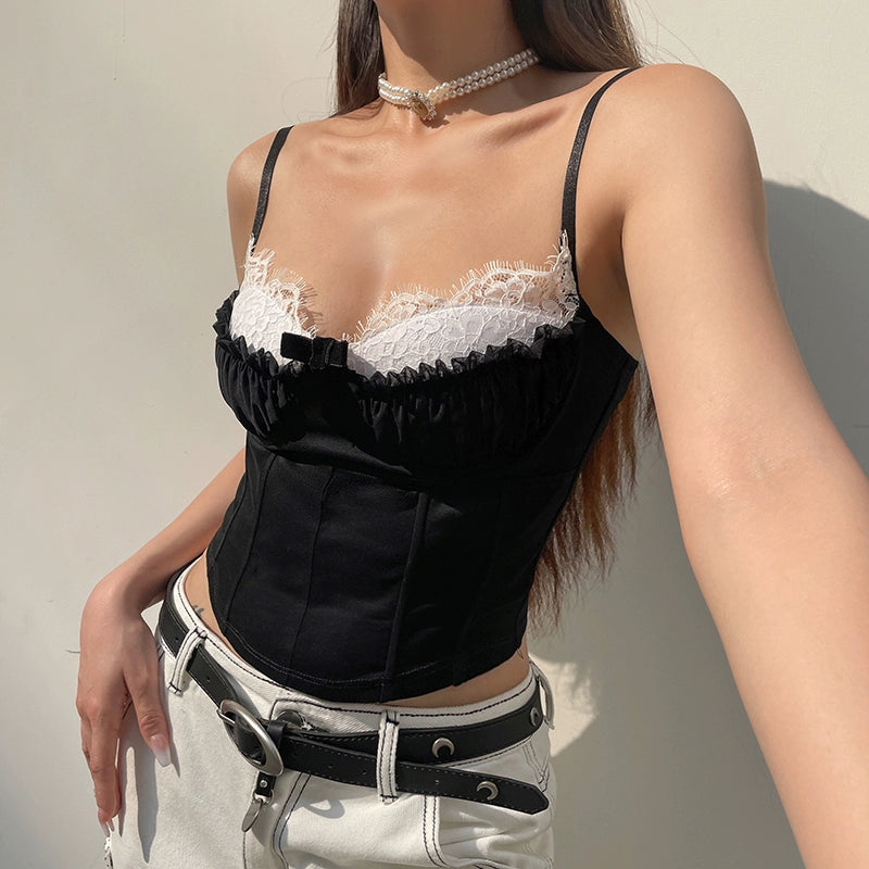 LaPose Fashion - Leyla Corset Cami  Top - Corset Tops, Crop Tops, Elegant Tops, Lace Tops, Romantic Tops, Sexy Tops, Sleeveless Tops, Tops