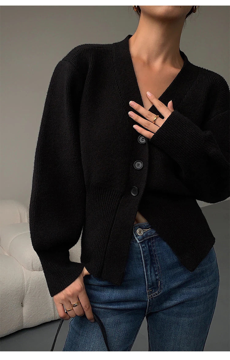 LaPose Fashion - Licio Cardigan Sweater - Clean Girl, Clothing, Fall-Winter 23, Fall22, home3, Knitted Tops, Long Sleeve Tops, Sweaters, Tops,