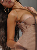 LaPose Fashion - Liya Glitter Mini Dress - Clothing, Club Dresses, Dresses, Elegant Dresses, Embellished Dresses, Glitter Dresses, Going Out Dr