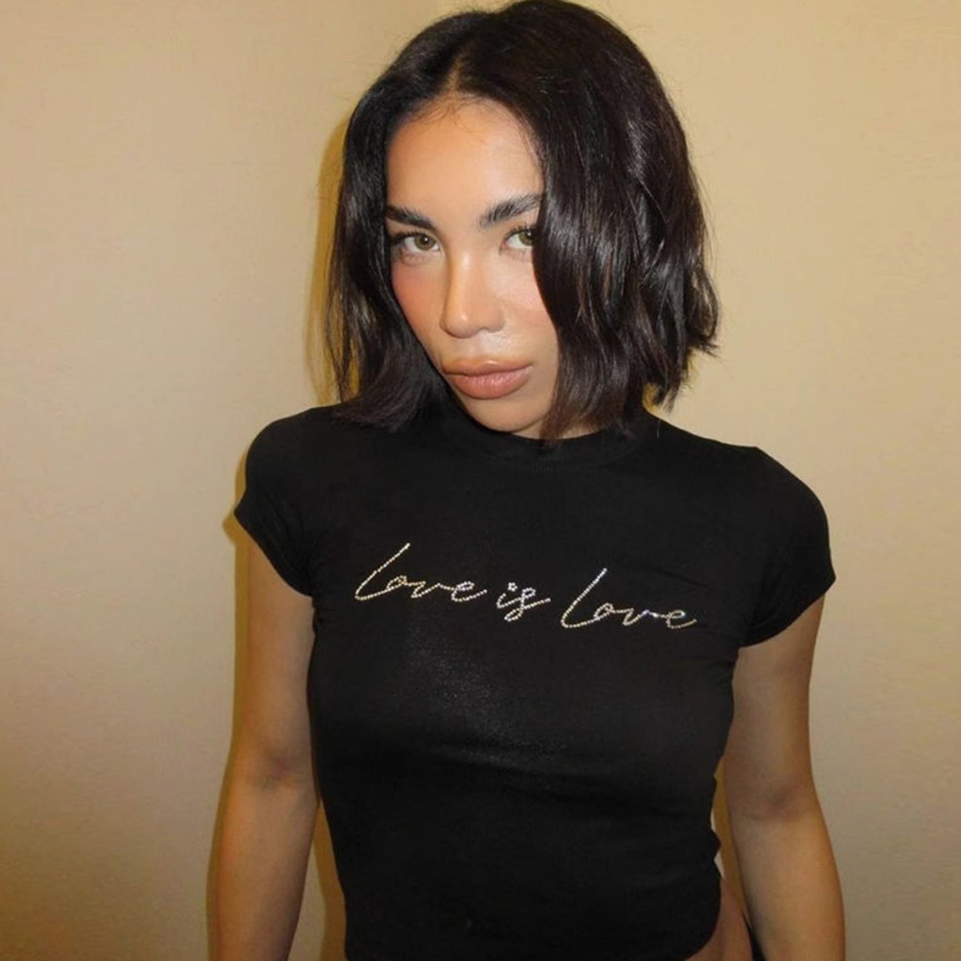 LaPose Fashion - Love is Love Letter Print T-Shirt - 