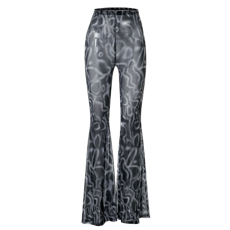 LaPose Fashion - Lucie See-Through Pants - Bottoms, Clothing, Fall-Winter 23, Festival Clothes, Flare Pants, High Waist Pants, Pants, See-Throu