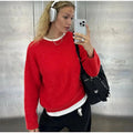 LaPose Fashion - Maile Knit Sweater - Fall-Winter 23, Knitted Tops, Long Sleeve Tops, Loose Sweaters, Oversize Sweaters, Oversize Tops, Sw