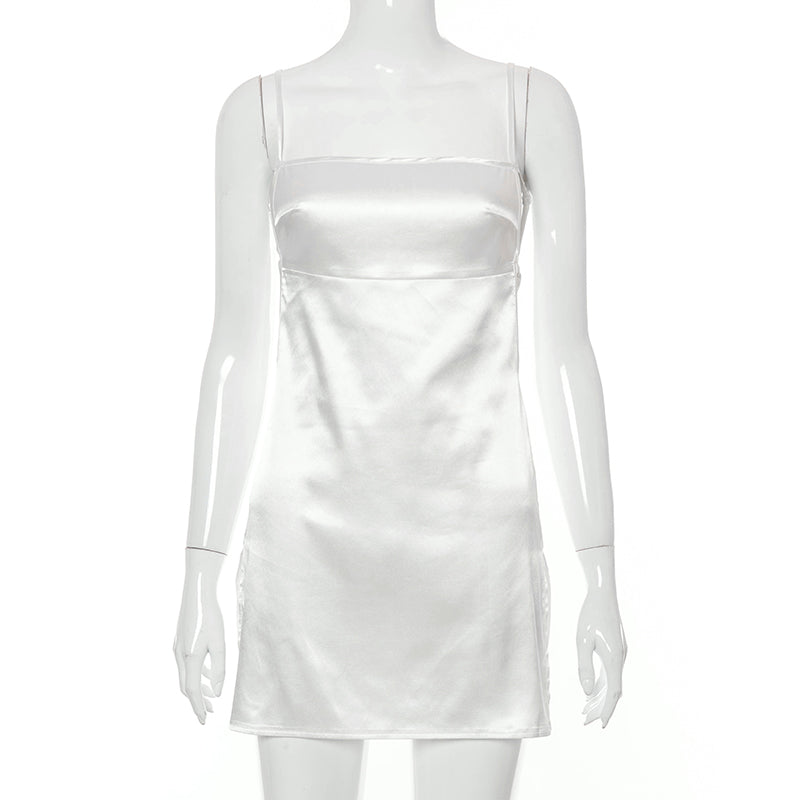 LaPose Fashion - Maria Satin Mini Dress - A-Line Dresses, Backless Dresses, Basic Dresses, Clean Girl, Clothing, Dresses, Elegant Dresses, Lit