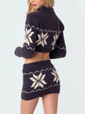LaPose Fashion - Mavis Knitted Skirt Set - Cardigan, Casual Sets, Crop Tops, Knitted Sets, Knitted Skirts, Knitted Tops, Long Sleeve Tops, Matc