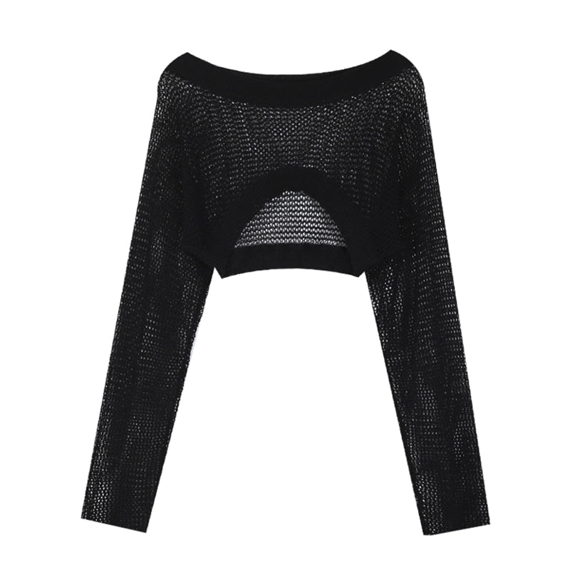 LaPose Fashion - Maxine Knitted Crop Top - Crochet Tops, Fall Clothes, Fall-Winter 23, Fall22, Knitted Tops, Long Sleeve Tops, Sexy Tops, Tops
